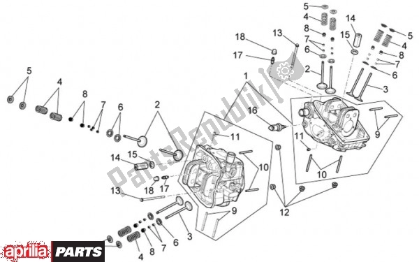 All parts for the Kop Cilinder of the Aprilia Mana GT 55 850 2009 - 2011