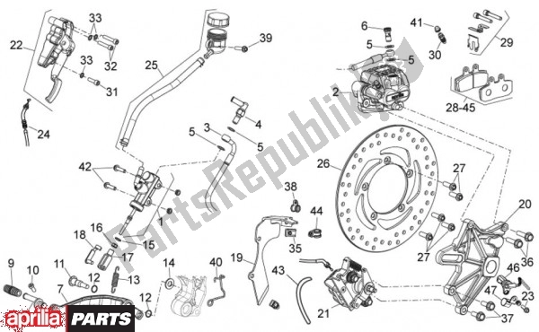 Alle onderdelen voor de Remsysteem Achteraan van de Aprilia Mana GT 55 850 2009 - 2011