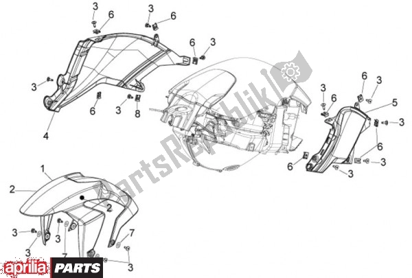 Alle onderdelen voor de Spatbord van de Aprilia Mana GT 55 850 2009 - 2011