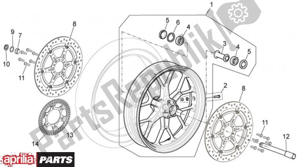 All parts for the Front Wheel of the Aprilia Mana GT 55 850 2009 - 2011