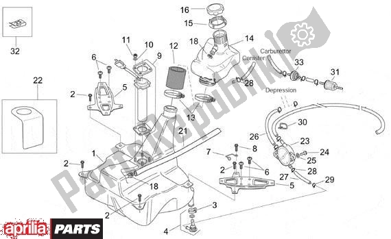 All parts for the Fuel Tank-seat of the Aprilia Mojito 125-150 669 2003 - 2004