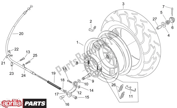 All parts for the Rear Wheel of the Aprilia Mojito 39 125 2008