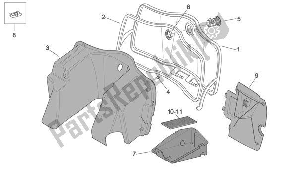 All parts for the Bagagevak of the Aprilia Mojito 39 125 2008