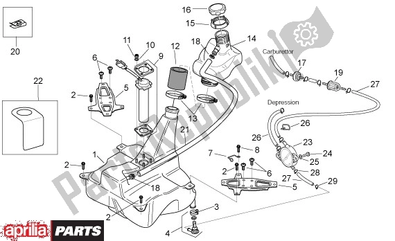 Toutes les pièces pour le Réservoir D'essence du Aprilia Mojito 39 125 2008