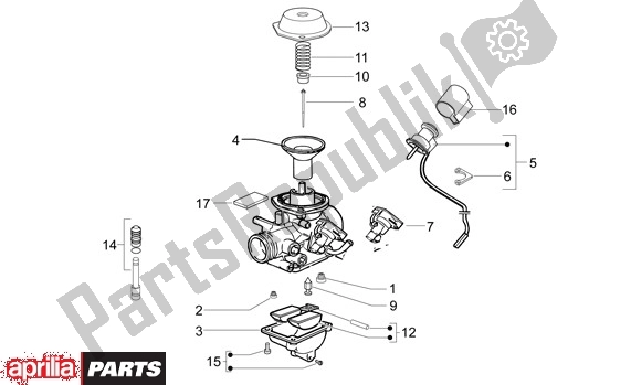 All parts for the Carburateurcomponenten of the Aprilia Mojito 39 125 2008