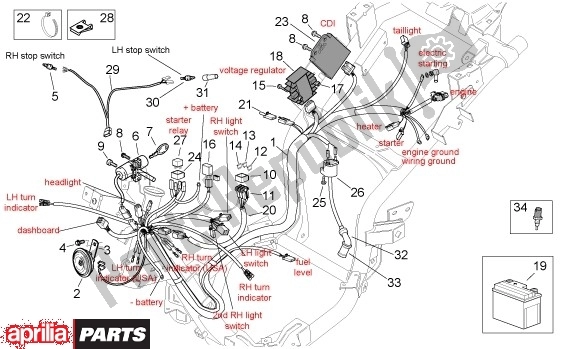 Alle Teile für das Elektrische Installatie des Aprilia Mojito 39 125 2008