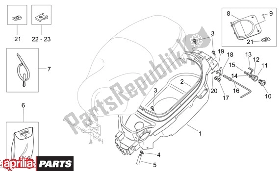 Todas las partes para Helmbak de Aprilia Mojito 39 125 2008