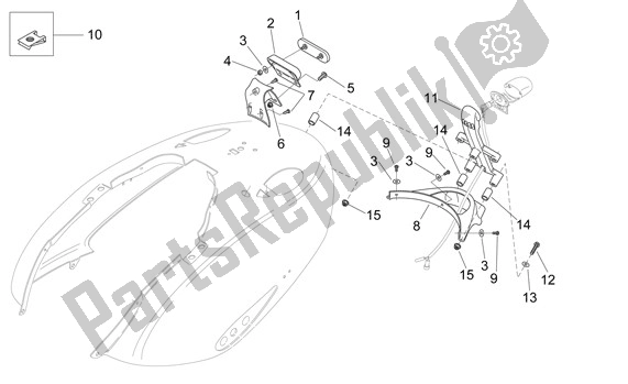 Tutte le parti per il Kentekenplaat Houder del Aprilia Mojito 39 125 2008