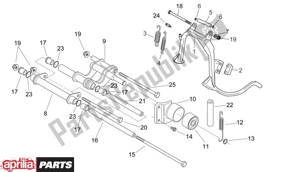 All parts for the Center Stand of the Aprilia Mojito 39 125 2008