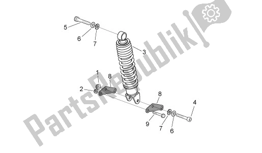 All parts for the Rear Shock Absorber of the Aprilia Mojito 39 125 2008