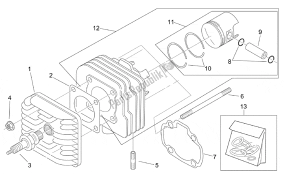 Alle Teile für das Cylinder Head des Aprilia Mojito Custom 551 50 1999 - 2003