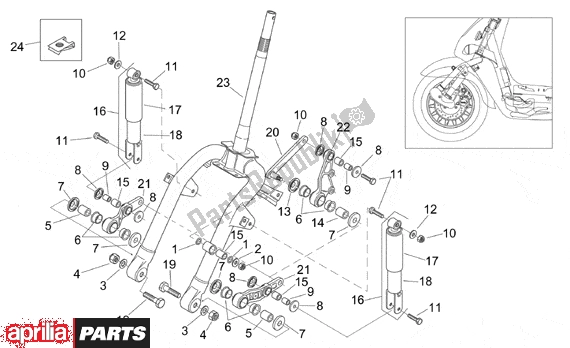 All parts for the Front Shock Absorber of the Aprilia Mojito Custom 551 50 1999 - 2003