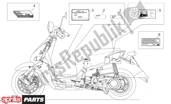 Tutte le parti per il Plate Set And Handbook del Aprilia Mojito Custom 551 50 1999 - 2003