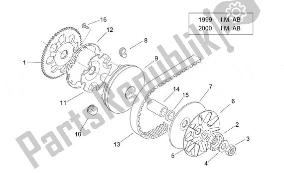 Tutte le parti per il Variatore I del Aprilia Mojito Custom 551 50 1999 - 2003