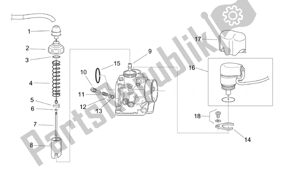 Alle onderdelen voor de Carburettor I van de Aprilia Mojito Retro 550 1999 - 2003