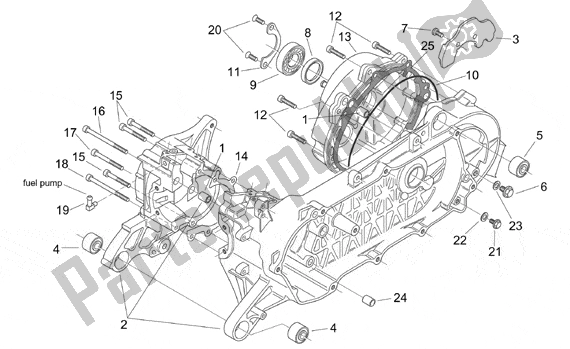 All parts for the Crank Case of the Aprilia Mojito Retro 550 1999 - 2003