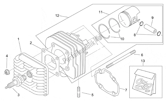 All parts for the Cylinder Head of the Aprilia Mojito Retro 550 1999 - 2003