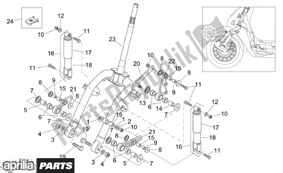All parts for the Front Shock Absorber of the Aprilia Mojito Retro 550 1999 - 2003
