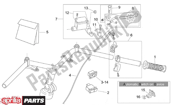 Todas as partes de Rh Controls do Aprilia Mojito Retro 550 1999 - 2003