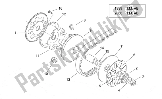 Todas as partes de Variator I 99 2001 I M Ab do Aprilia Mojito Retro 550 1999 - 2003