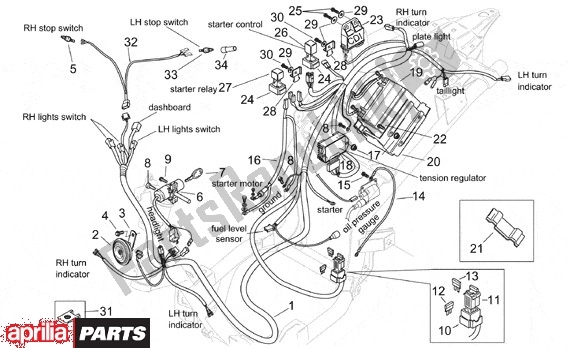 Toutes les pièces pour le Elektrische Installatie Custom du Aprilia Mojito Retro Custom 665 125 1999 - 2001