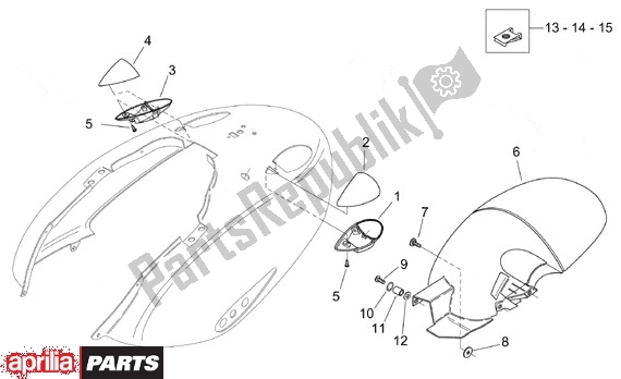 Tutte le parti per il Spatbord Achter del Aprilia Mojito Retro Custom 665 125 1999 - 2001