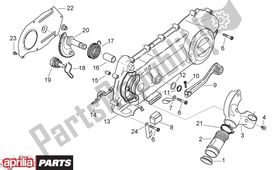 Tutte le parti per il Transmissiekast Kickstarter del Aprilia Mojito Retro Custom 665 125 1999 - 2001