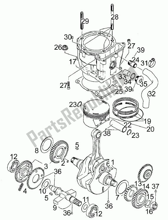 All parts for the Cylinder of the Aprilia Moto'6. 5 420 650 1995 - 1999