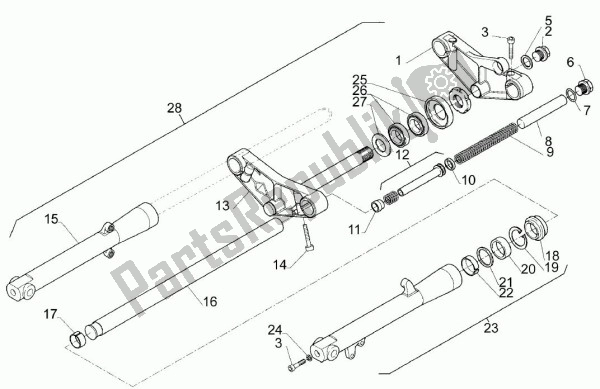 Todas las partes para Tenedor Frontal de Aprilia Moto'6. 5 420 650 1995 - 1999