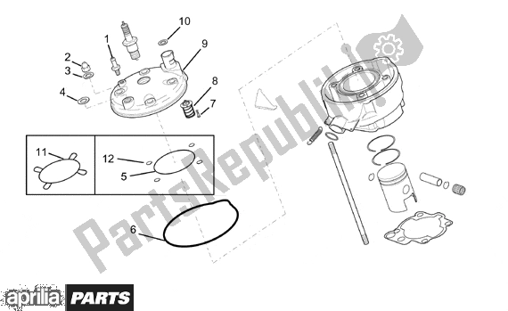 Alle onderdelen voor de Cylinder Head van de Aprilia Motorblok AM6 750 1995