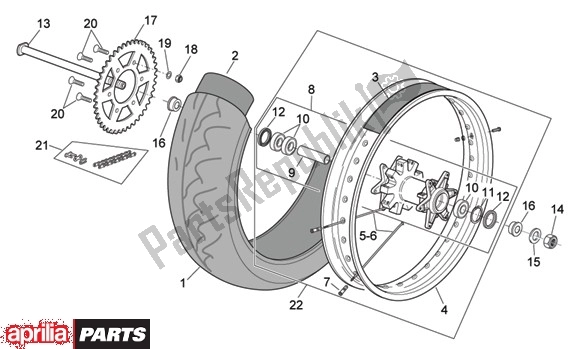 Todas las partes para Rueda Trasera de Aprilia MX 109 125 2004 - 2006