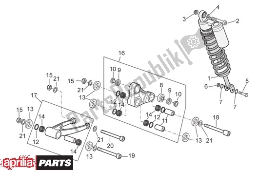 All parts for the Rear Suspension Linkage of the Aprilia MX 109 125 2004 - 2006