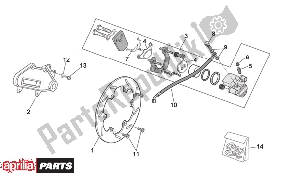 All parts for the Achterwielremklauw of the Aprilia MX 109 125 2004 - 2006