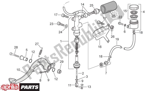 All parts for the Achterwielrempomp of the Aprilia MX 109 125 2004 - 2006