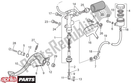 Todas as partes de Achterwielrempomp do Aprilia MX 109 125 2004 - 2006