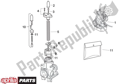 All parts for the Carburettor of the Aprilia MX 109 125 2004 - 2006