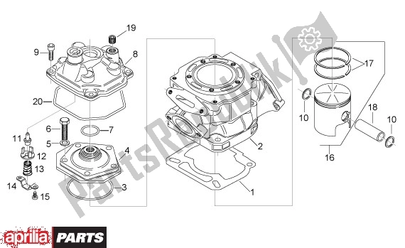 All parts for the Cilinder Cilinderkop of the Aprilia MX 109 125 2004 - 2006