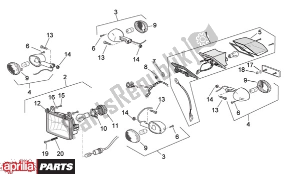 Alle onderdelen voor de Koplamp Achterlicht van de Aprilia MX 109 125 2004 - 2006