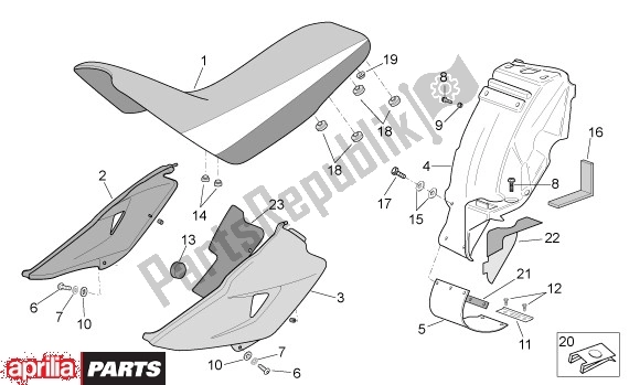 Alle Teile für das Middenaufbouw des Aprilia MX 109 125 2004 - 2006