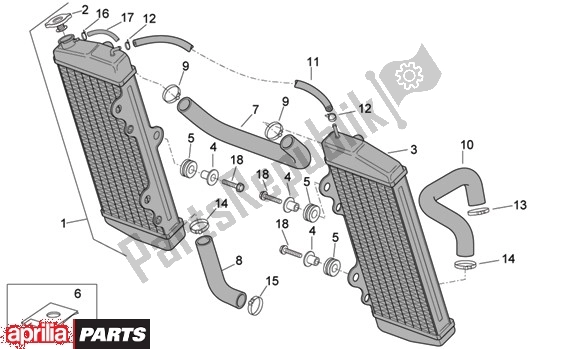 Todas as partes de Radiador do Aprilia MX 109 125 2004 - 2006