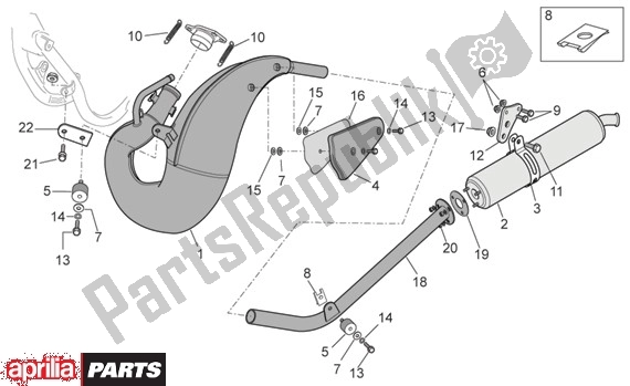 All parts for the Uitlaatgroep of the Aprilia MX 109 125 2004 - 2006