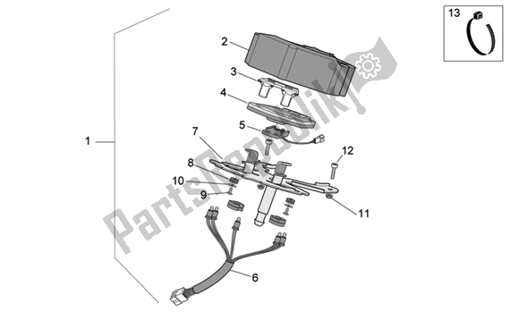 All parts for the Dashboard of the Aprilia MX 219 50 2004