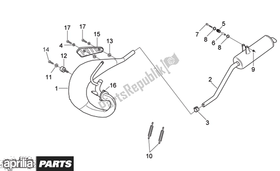 All parts for the Exhaust Pipe of the Aprilia MX 219 50 2004