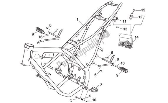 All parts for the Frame of the Aprilia MX 219 50 2004