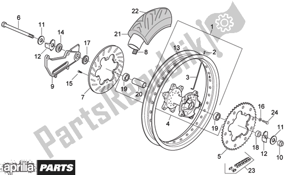 All parts for the Rear Wheel of the Aprilia MX 219 50 2004