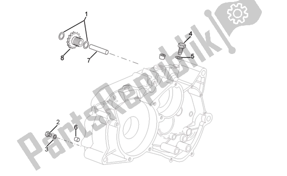 All parts for the Right Crankcase of the Aprilia MX 219 50 2004