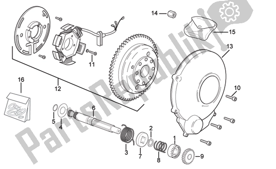 All parts for the Starting Shaft of the Aprilia MX 219 50 2004