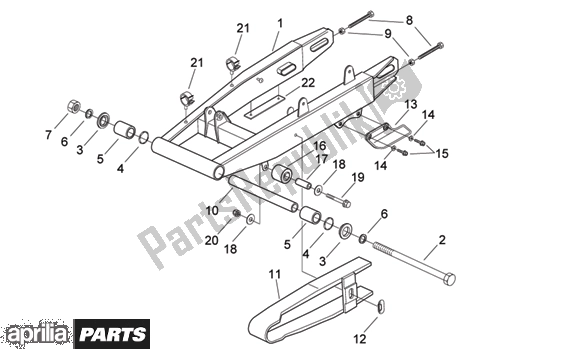 All parts for the Swing Arm of the Aprilia MX 219 50 2004