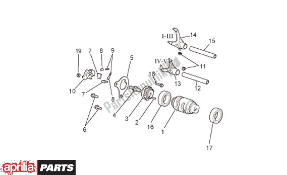 Alle onderdelen voor de Schakelvork Ii van de Aprilia MXV 51 450 2008 - 2010