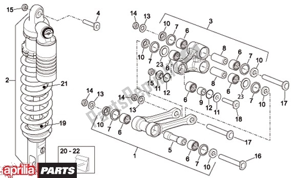 All parts for the Rear Shock Absorber of the Aprilia MXV 51 450 2008 - 2010